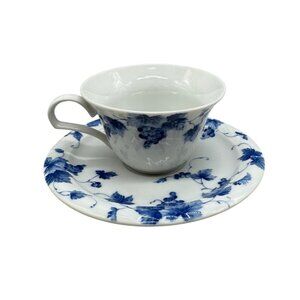 Adam & Eve Tachikichi Japan Blue & White Grape Vine Teacup & Saucer Set